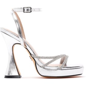 Resim Derimod Kadın Gümüş Bilekten Bağlamalı Kalın Yüksek Topuklu Abiye Sandalet Topuklu Ayakkabı 25sfd441014 