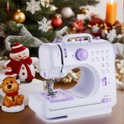Resim 1 adet 505A ABD Ölçekli Dikiş Makinesi Aksesuarları ile, Çift Güç Modu (Pil/Güç), Avrupa Standart Fişi, 220-240V Çalışma Gerilimi, İplik Çekirdeği, Boş Shuttle Çekirdeği, Yedek İğneler, Pedal, Anahtar Kılavuzu Dahil - Beyaz & Mor 