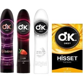 Resim Okey Çilek+Nirvana+Zero + Hisset Prezervatif 10'lu 4lü Set 