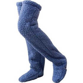 Resim Suntek Diz Üstü Fuzzy Çorap Çizme Kadın Peluş Terlik 90cm-mavi Mavi 