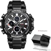 Resim Hanyang Siyah Gümüş Kutu Smael Çift Zamanlı LED Dijital Saat Erkekler Için Hafta Tarihi Su Geçirmez Kuvars Saatler Askeri Spor Kronometre Часы Relogio Reloj Turuncu (Yurt Dışından) 