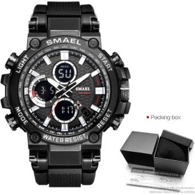 Resim Hanyang Siyah Gümüş Kutu Smael Çift Zamanlı LED Dijital Saat Erkekler Için Hafta Tarihi Su Geçirmez Kuvars Saatler Askeri Spor Kronometre Часы Relogio Reloj Turuncu (Yurt Dışından) 