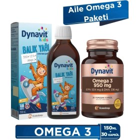 Resim Dynavit Kids Portakal Balık Yağı 150 ml & Omega 3 950 Mg 30 Yumuşak Kapsül - Aile Omega 3 Paketi 
