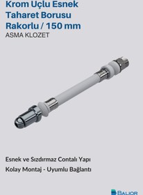 Resim BALİOR Asma Klozet Esnek Taharet Borusu 150 mm Rakorlu Bağlantı 