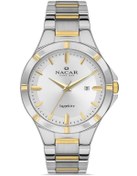 Resim Nacar SAFİR CAM KLASİK GÜMÜŞ - ALTIN ERKEK KOL SAATİ NC36-291032-CSM 