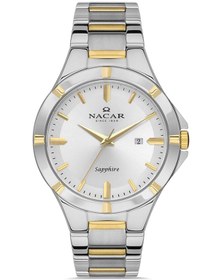 Resim Nacar SAFİR CAM KLASİK GÜMÜŞ - ALTIN ERKEK KOL SAATİ NC36-291032-CSM 