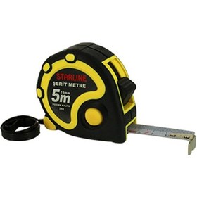 Resim 590e Şerit Metre 5 Mt X 19 Mm Sarı Siyah Renk Kombinasyonlu Kaliteli 5x19mm 