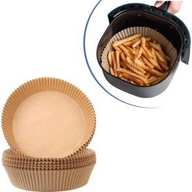 Resim Buffer BUFFER® 100 Adet Air Fryer Pişirme Kağıdı Tek Kullanımlık Hava Fritöz Yağ Geçirmez Yapışmaz Gıda Pişirme Kağıdı Yuvarlak Tabak Model 