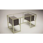 Resim Hitit Dekorasyon Trinity Gold Metal & Ahşap & Cam Çalışma Masası 