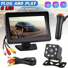 Resim Dashanshop Hd 4.3" Monitor Ve 8led Hd Arka Görüş Kamera Seti Araç Park Geri Görüş Sistemi Gece Görüşlü Suv Pickup Rv 