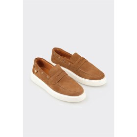 Resim Elle Taba Deri Erkek Günlük Loafer 