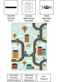 Resim FABBHOME Dijital Baskı Kaymaz Taban Makinede Yıkanabilir Çocuk Odası Halısı Bebek Odası Halısı 