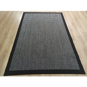 Resim Çam Halı Sisal 9714 Gri / Siyah Bordürlü Jüt Sisal Kilim - 100x300 