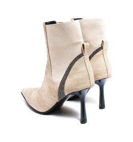 Resim Bestello Taşlı Sivri Burun Neolit Taban Topuklu Bot 281-139 Kadın Bot Bej 