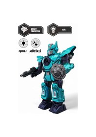 Resim Işıklı Müzikli Savaşçı Robot 34 Cm Büyük Boy Oyuncak - Mavi/kırmızı 
