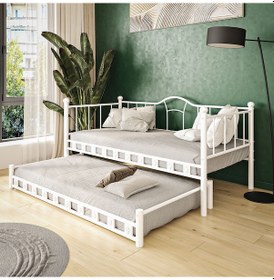 Resim Argimo Kamelya Yavrulu Daybed Sedir Beyaz Karyola 90x190 