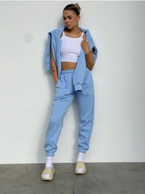 Resim Ellore Australia Eşofman Takımı Sweatshirt Jogger - Bebe Mavisi Baskılı Oversize Şardonlu Kapüşonlu Bebe Mavisi 