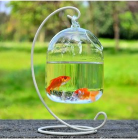 Resim Vkemall El Sanatı Cam Akvaryum - Askı Desenli Beyaz Açık, Ev Dekorasyonu, 15cm Yüksekli Kli , Transparent Cam 