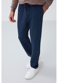 Resim Tommy Life İndigo Bağcıklı Cepli Standart Kalıp Klasik Paça Erkek Eşofman Alt - 84682 İndigo 