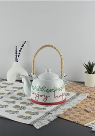 Resim Enjoy Porselen Demlik - Hasır Saplı Çay Demliği - Üstten Saplı Demlik - 1 Litre 