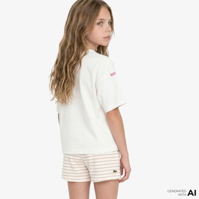 Resim Lacoste Heavy Cotton Print Çocuk Beyaz T-Shirt 
