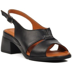 Resim Siyah Hakiki Deri Kadın Topuklu Sandalet 2311510y Z Siyah 
