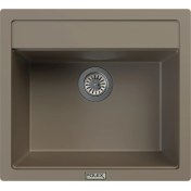 Resim POLEX Cristalüx Granit Evye P-08 Toprak Tezgah Altı Ve Tezgah Üstü Kare Mutfak Evyesi 55,5x50cm 
