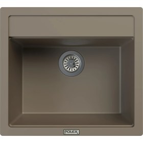 Resim POLEX Cristalüx Granit Evye P-08 Toprak Tezgah Altı Ve Tezgah Üstü Kare Mutfak Evyesi 55,5x50cm 