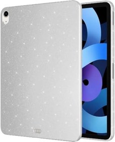 Resim Elfia iPad Air 11 2025 M3 ile Uyumlu Silikon Simli Pastel Renkli Kılıf, Koton Gümüş 