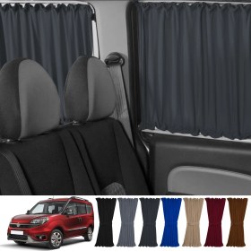 Resim Oto Pandami Fiat Doblo Iı Kısa Şase 2010-2023 Uyumlu Füme Raylı Oto Perde Takımı 