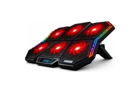 Resim Mdstech 6 Fanlı Rgb Laptop Soğutucu Stand 17 Inç LED Ekranlı 7 Kademe Notebook Cooler 