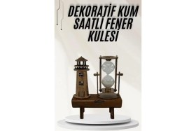 Resim MCM Group Hediyelik Eşya Retro Ahşap Deniz Feneri Kum Saati Biblo 