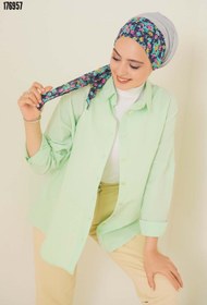Resim 103901 Oversize Basic Tesettür Gömlek EYeşil 