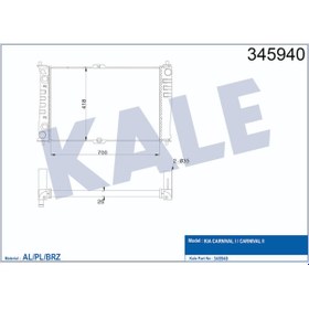 Resim Radyatör Kia Carnival 2.9 Td Crdi 99- (700X420X28) 504649474 