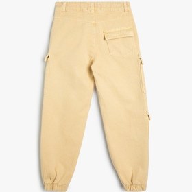 Resim Koton Jogger Kargo Cepli Pantolon Düğmeli Pamuklu Bej 5wkg40004ad Ekru 