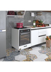 Resim Kenzlife Ankastre Modülü Kabini Vizon Byz Fırın Full Mdf Ocak Dolabı Kapaklı Ayarlı Ayaklı 