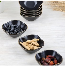 Resim 6lı Porselen Siyah Çerezlik Küçük 