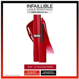 Resim L'ORÉAL PARİS INFAİLLİBLE MATTE RESİSTANCE LİKİT PARLAK RUJ 420 LE ROUGE PARİS 