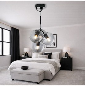 Resim Tt607-4-sy-kr Tt Ayd. Mat Siyah-krom Kaplama 4 Lü Buket Yuv Avize Siyah - Krom - Füme 