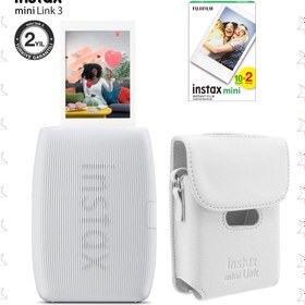 Resim Instax mini Link 3 Beyaz Akıllı Telefon Yazıcısı Beyaz Çanta ve 20'li mini Film 