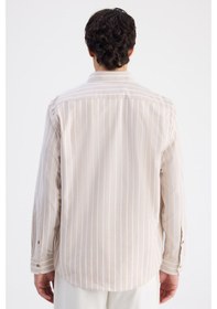 Resim D'S Damat Ds Damat Comfort Bej Çizgili Gömlek 6hc02hd10304m 