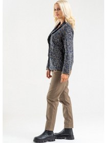 Resim Bold & Young Kadın Baskılı Kadife Blazer Ceket Likralı Pamuklu Kumaş, Astarlı, Çift Cepli Haki 