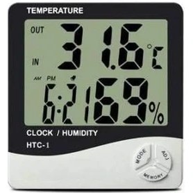 Resim Yenibağ Store Duvara Asılabilen Saatli Sıcaklık ve Nem Ölçer Termometre Higrometre -10°C ile +70°C Ölçüm Aralığı 