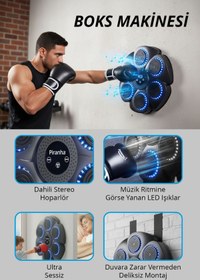 Resim Piranha T-227 Refleks Geliştirici Akıllı Boks Eğitim Makinesi / Bluetooth / Rgb / Müzikli / Eldiven 