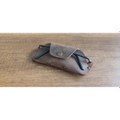 Resim Sumerian Leather Craft Deri Gözlük Kılıfı Kahverengi + Anahtarlık 