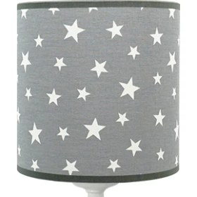 Resim Şenay Aydınlatma Çocuk Odası Masa Lambası Kumaş AbajurGri Yıldız 