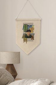 Resim Balkon Pinterest Duvar Dekoru, Van Gogh Sanat Serisi, Kanvas Flama Askılı Duvar Örtüsü NO:420 - Renkli - 10 / 50 x 70 