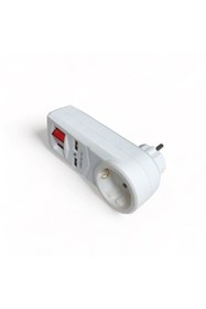 Resim Tek-İş 2 X USB Çıkışlı Topraklı Fiş Priz Anahtarlı Golyat Fiş 2,1 A 
