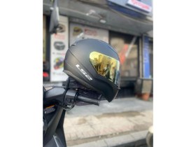 Resim Ls2 Rapıd Mat Siyah Kask - Gold Vizör 
