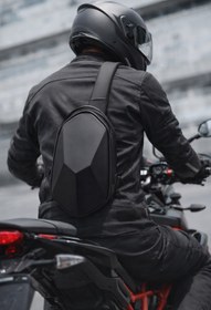 Resim Newish Polo Unısex Siyah Motorcu Sırt Ve Bacak Ve Bel Çantası Sert Ön Yüzey Korumalı 